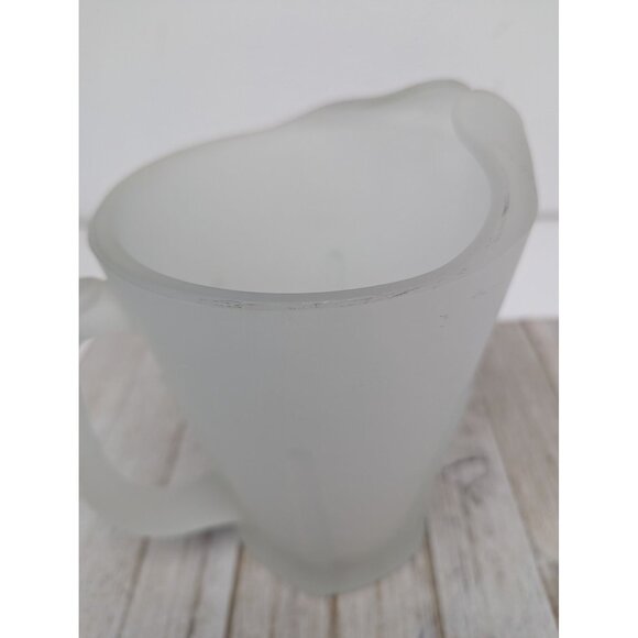 Vintage Tiara Indiana Glass Frosted Satin Glass Pitcher With Ice Lip 8 1/4" - Picture 3 of 8